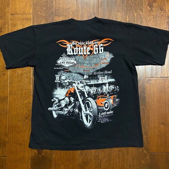 Pro 5 Las Vegas Route 66 The Mother Road Motorcycle Black Tee Men's Size XL - Picture 4 of 8